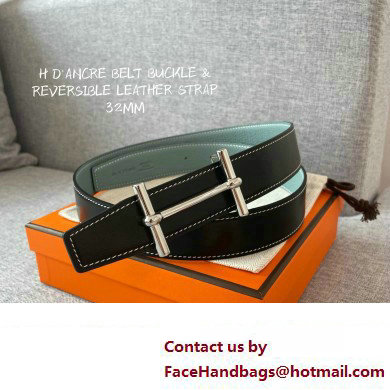Hermes H d'Ancre belt buckle  &  Reversible leather strap 32 mm 04 2023
